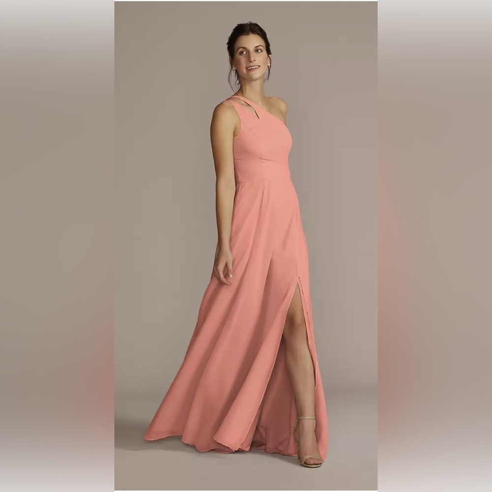 David’s Bridal Bridesmaids dress - Chiffon One-Shoulder Cutout Dress